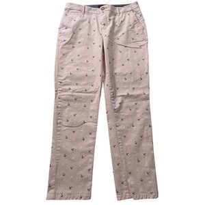 Tommy Hilfiger Womens Pink Anchor Print Chino Pants Straight Leg 10 Nautical